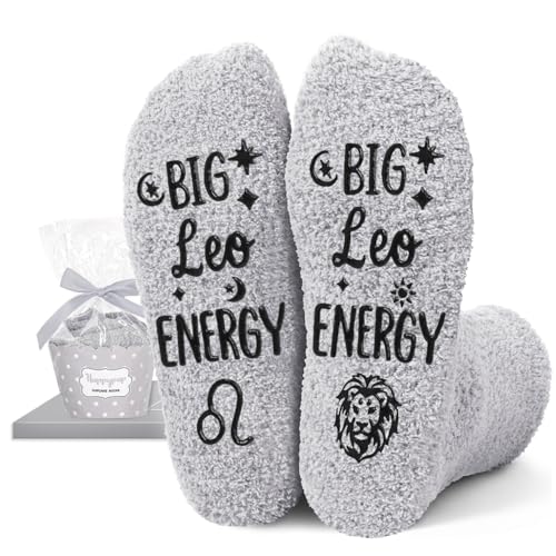 HAPPYPOP Leo Gifts for Women Men - Zodiac Socks July August Birthday Gifts Astrology Constellation Horoscope Leo Socks