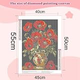 plversi 5D Red Poppies Diamond Painting Set, DIY Beautiful Flowers Diamond Art Painting for Adults Beginner Home Decoration