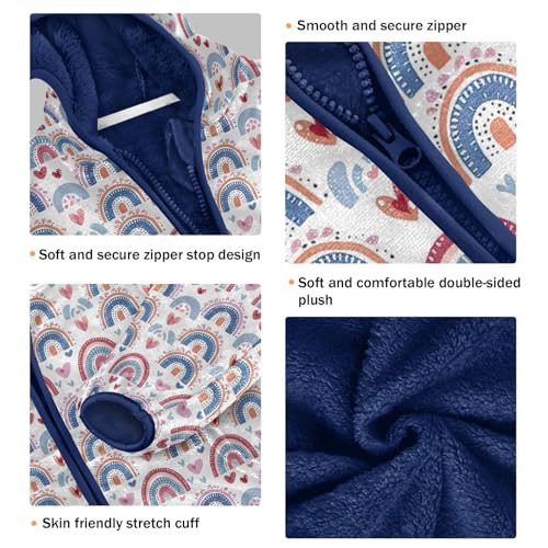 Rainbow Hearts Boys Fleece Coat,Children's Zip-Up Hoodie Jacket,Baby Warm Fashion Outerwear 3-10T,A1134103