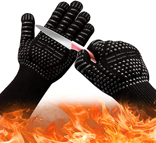 Professionnels Gants De Four, Maniques Gants De Cuisine Silicone, 1 Paire Gant Anti Chaleur, Gants étendus Pour Pizza Et Cuisine (Rouge