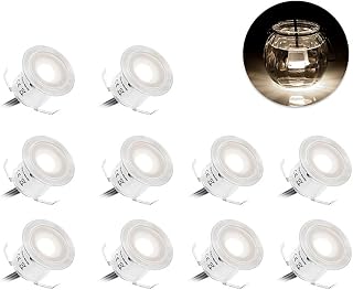 10Pcs LED Deck Lights IP67 Outdoor Waterproof LED In-ground Lights Landscape Recessed Lighting Home Garden Stair Yard Lights (White)