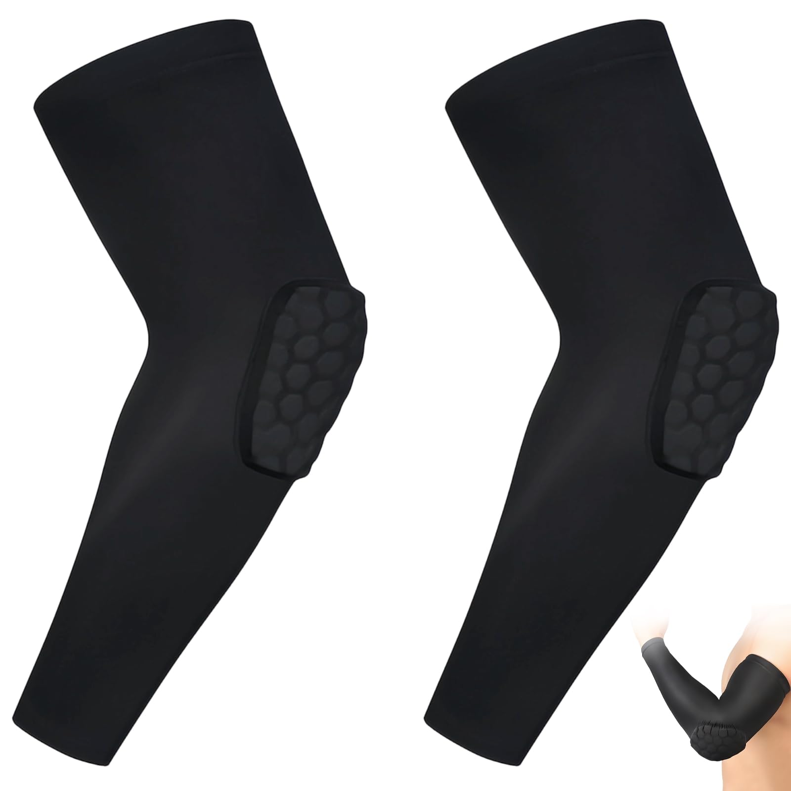 2 Pièces Coudière, Antidérapantes Protege Coude, Noires Elbow Support, avec Rembourrage, pour Basketball, Football, Volleyball, Cyclisme