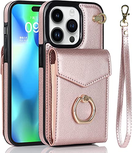 Étui portefeuille iPhone 14 Pro et Pro Max en cuir avec porte-carte et support