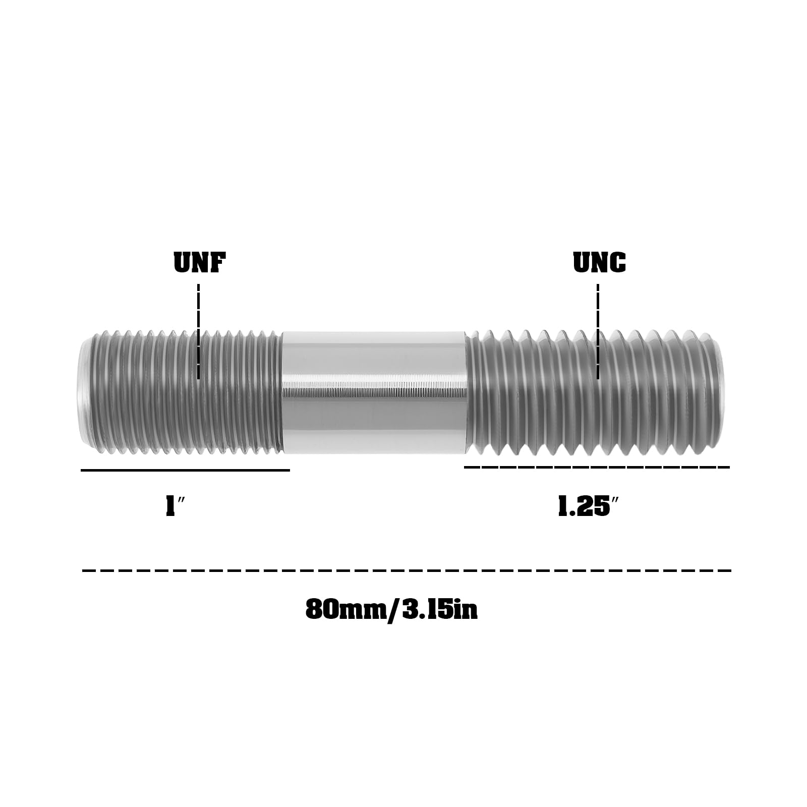 eMagTech 4pcs 5/8"UNF to 5/8"UNC Double End Threaded Stud 377598X1 Compatible with Massey Ferguson - Image 4