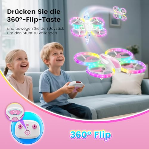Mini-Drohne-fuer-kinder-5-LED-Lichteffekte-Geschenk-maedchen-Spielzeug-Maedchen-Junge-Geschenkideen-RC-Flugzeug-Drone-Anfaenger-Hoehe-halten-360Flips-3-Speed-Modus-Indoor-Outdoor - Sparfuchs24.io - Preisvergleich & Top Angebote Online