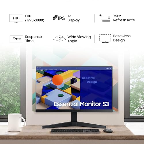 Samsung 22-inch (54.6cm) FHD Flat 1,920 x 1,080 Monitor, IPS, 75 Hz, Bezel Less Design, AMD FreeSync, Flicker Free, HDMI, D-sub, (LS22C310EAWXXL,... - Image 2