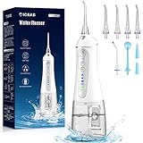 Water Flosser Cordless for Teeth - 4 Modes Water Teeth Cleaner with 300ML Water Tank & 6 Tips, IPX7 Waterproof and USB Rechargeable Oral Irrigator for Brace and Bridges Care, Home and Travel