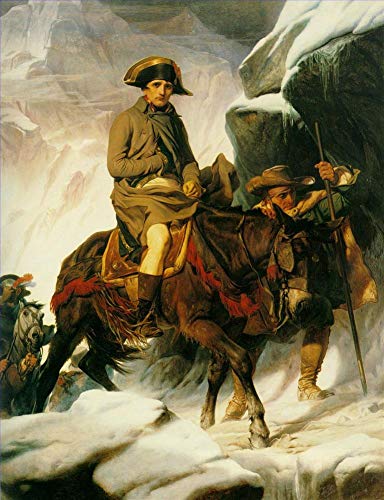 Peinture à l'huile Napoléon traversant les Alpes pour sublimer un salon ou un grand bureau classique