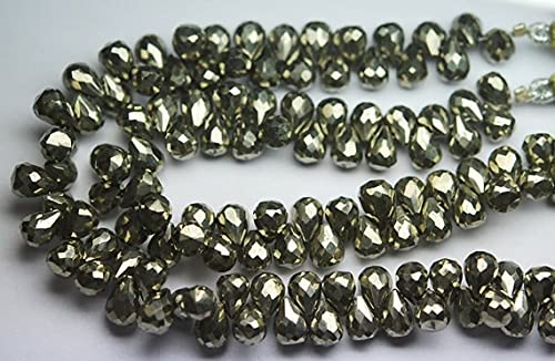 Pyrite faceted drops 7mm LKBEADS rang de perles briolettes de 8 pouces