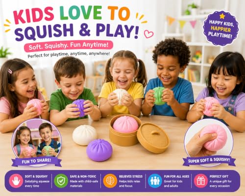Image of Stress Relief Toy with Mini Steamer Box Soft Squishy Stress Ball, Slow Rising Sensory Squeeze Toy with Storage Case, Anxiety Relief Fidget Toy for Children, Teens & Adults