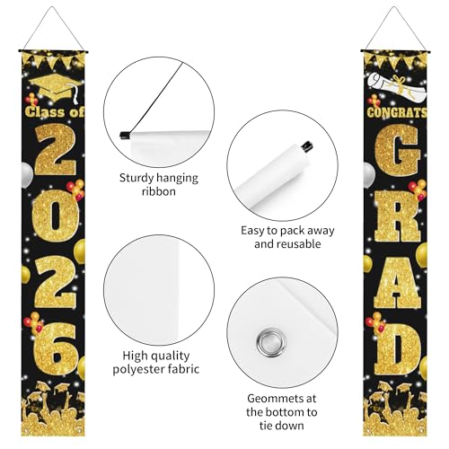 Image of Graduation Decorations 2026 Grad Porch Banner for Any Schools or Grades Graduation Banner Class of 2026 Party Decor