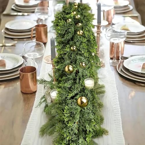 Guirlande de Noël en cèdre sans entretien pour décoration intérieure ext - 5