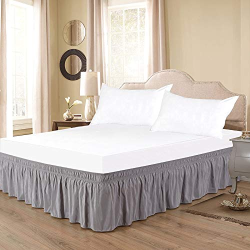 Light Grey (Silver) Bed Skirt Wrap Around 600Microfiber with Easy Fit with 21'' Inch Tailored Drop - Shrinkage and Fade Resistant with Microfiber 21'' Bed Skirt-image-29