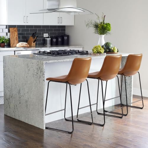 Image of Waleaf 26 Inch Counter Height Bar Stools Set of 4, Faux Leather Bar Chairs