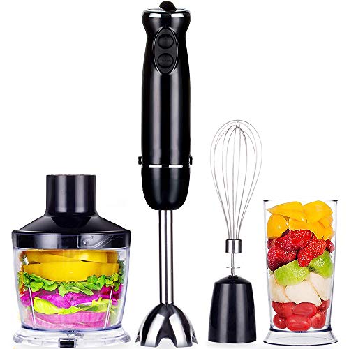 Tauchmixer, Premium 4-in-1-Tauchmixer-Set mit Mixer für die Küchenmaschine mit Schneebesen 850W 6 Variable Geschwindigkeiten - Schwarz