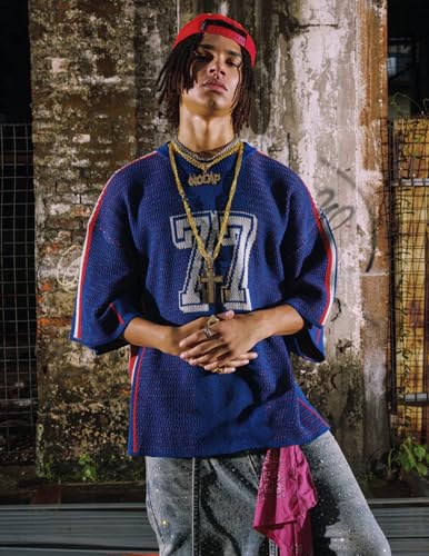 Aelfric Eden T Shirts Number Stripe Unisex Oversized Graphic Knit Tee Color Blocking Streetwear Tops3