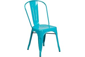 Flash Furniture Commercial Grade Crystal Teal-Blue Metal Indoor-Outdoor Stackable Chair