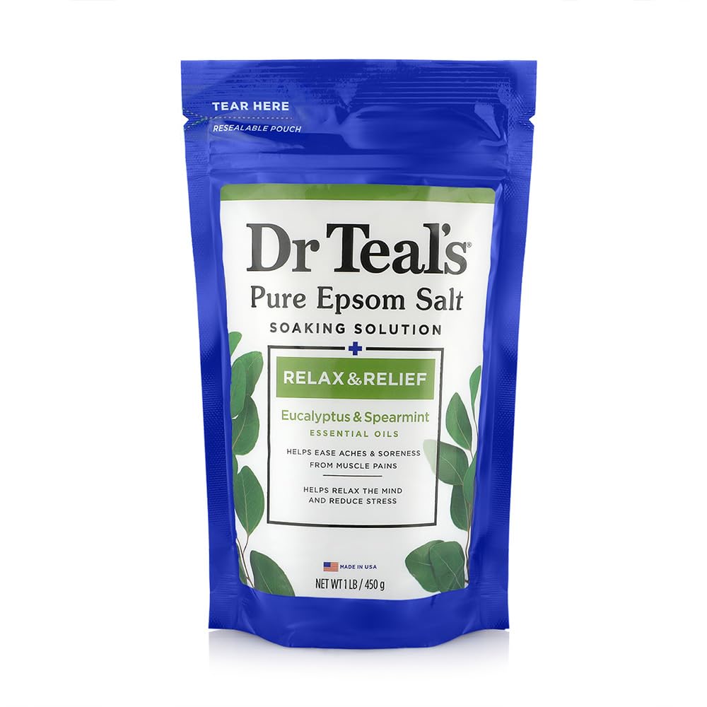 Dr Teal's Relax & Relief Pure Epsom Salt Soaking Solution With EUcalyptus & Spearmint, 0.45 Kg