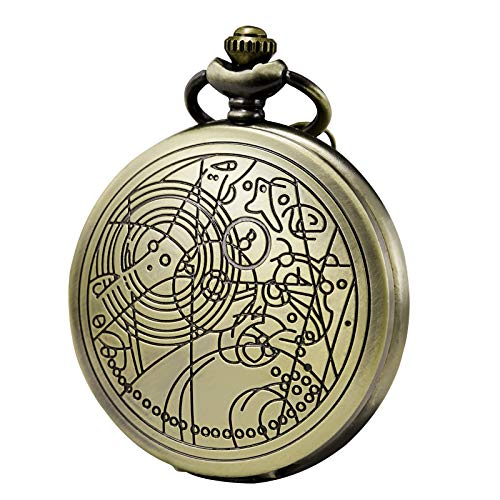 Morfong Quartz Pocket Watch Doctor Dr. Who Confession Pattern Fob Watches for Men Women with Chain Box