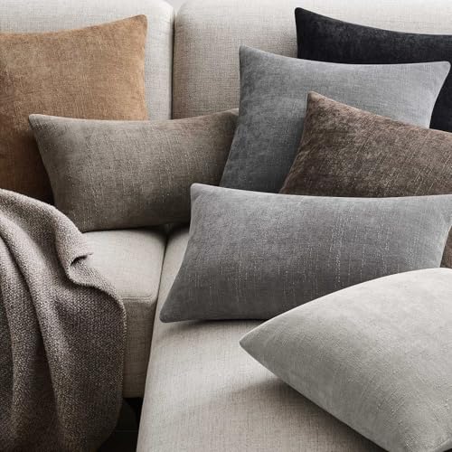 JUSPURBET Decorative Chenille 20x20 Throw Pillow Covers Set of 2,Brown Gray by JUSPURBET - Used condition - Image 3