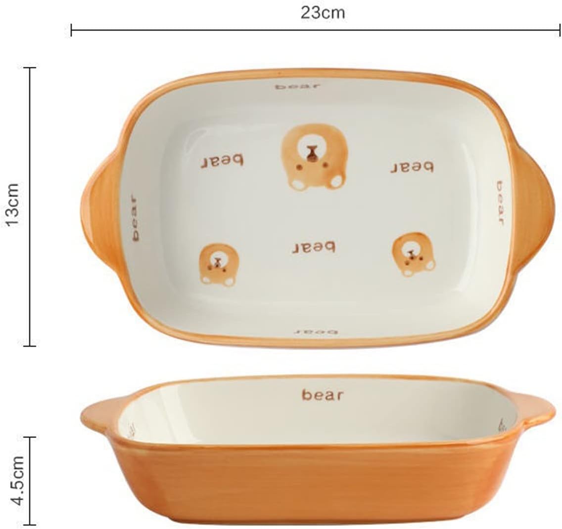 Baking Dish Multipurpose Baking Pan Special Utensils for Oven Ceramic Bowl Binaural Baking Bowls Baking Dish Household Microwave Dishes 2 Pcs Bakeware (Color : A) (C)