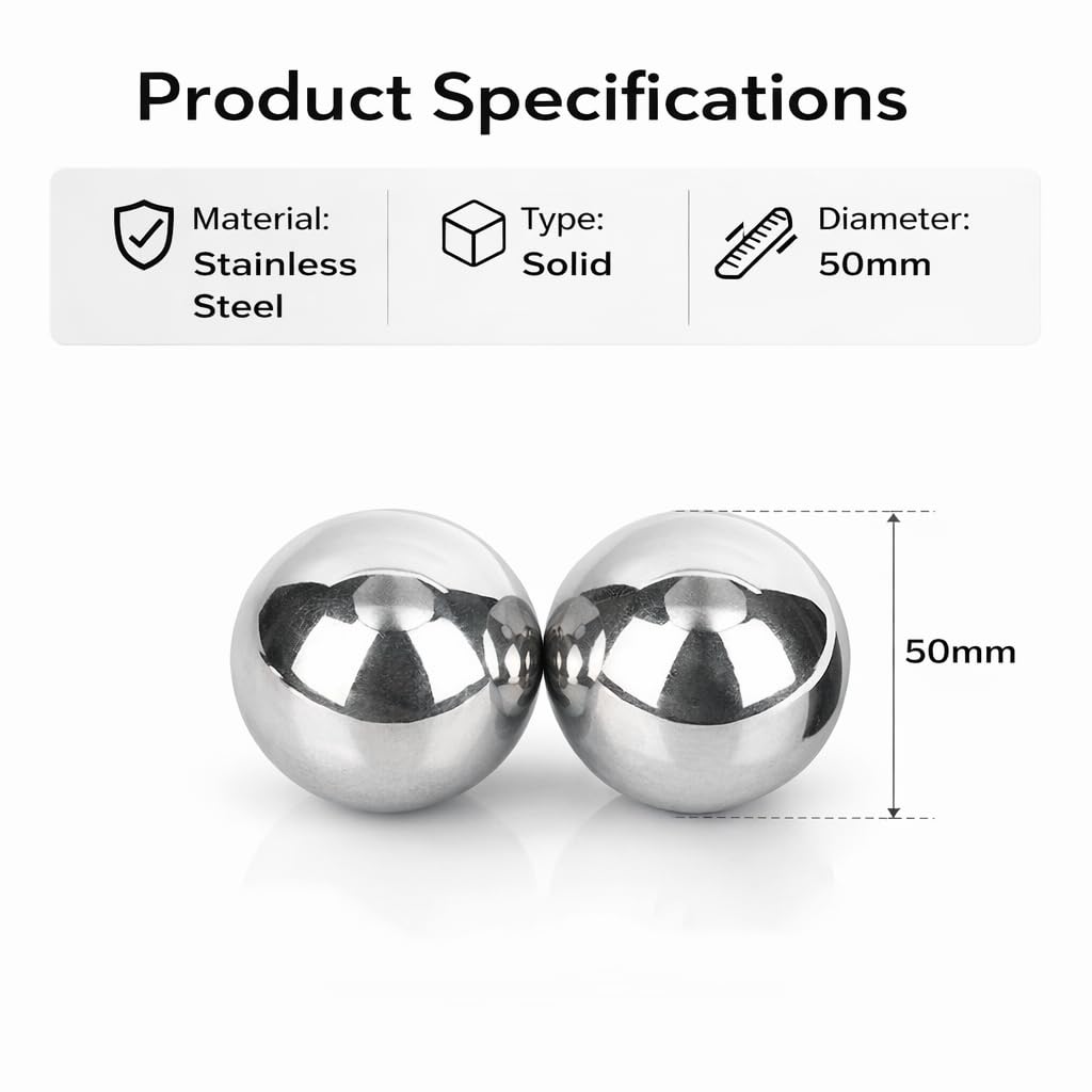 Garosa 2 Pcs Boules Santé Chinoises 50mm Acier Inoxydable 304 Boules Baoding Exercice Main Thérapie Rééducation Soulagement Stress