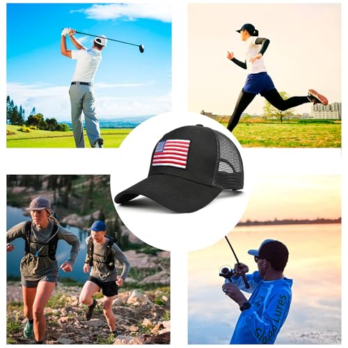 Image of Adjustable State Flag Trucker Hat Mesh Baseball Cap with Embroidered Patch for Men Women