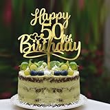 Sleyberoy Acrylic Happy 50th Birthday Cake Topper- Hello 50,Cheers to 50 Years,50th Anniversary/Birthday Party、 men and women Happy Fifty Birthday Selected cake decoration (50th)