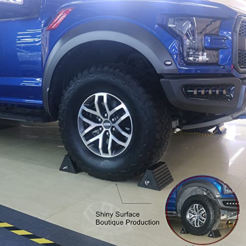 Tiousmoky Wheel Chocks Rubber Heavy Duty Wheel Chocks For Travel Trailers With Eyebolt 9.06" X 7.87" X 5.51" 2 Pack（Highlight Black） #TOP5