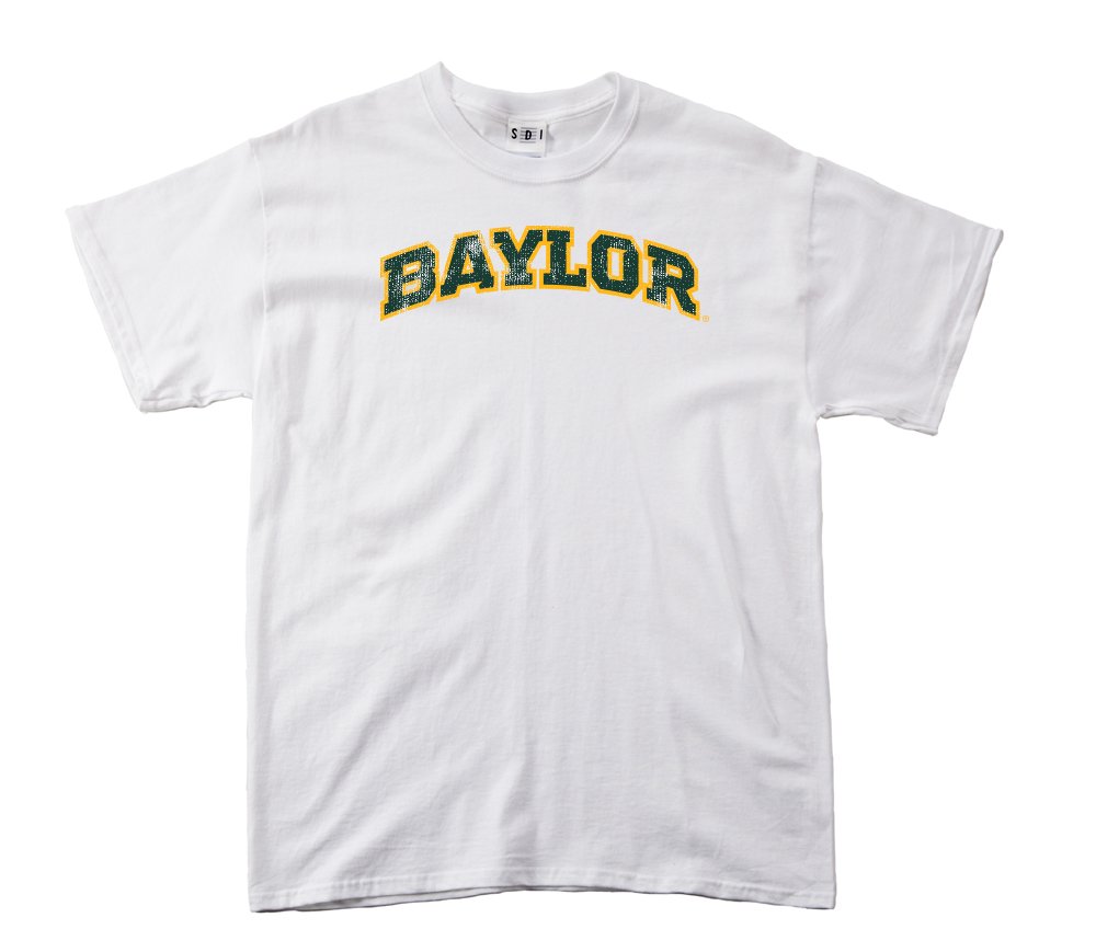 SDI NCAA Baylor Bears Vintage Arch Short Sleeve Tee, Medium, White, 100% Cotton