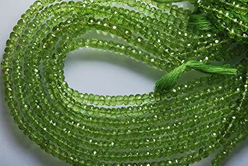 Péridot naturel de qualité supérieure en rondelles facettées 5.5mm pour joaillerie fine.