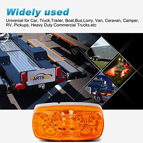 Partsam 10X Double Bubble Bullseye Side Marker Light 10Led Tiger Eye Amber Trailer Lights Rv Camper Truck Clearance Lights Indicators Surface Mount 12V #TOP6