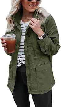 Veste Automne Hiver Veste Militaire Femme Parka Blouson Court Mi