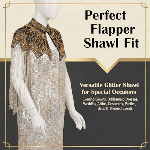 Châle perlé vintage avec enveloppe à clapet et franges pour mariage - 4