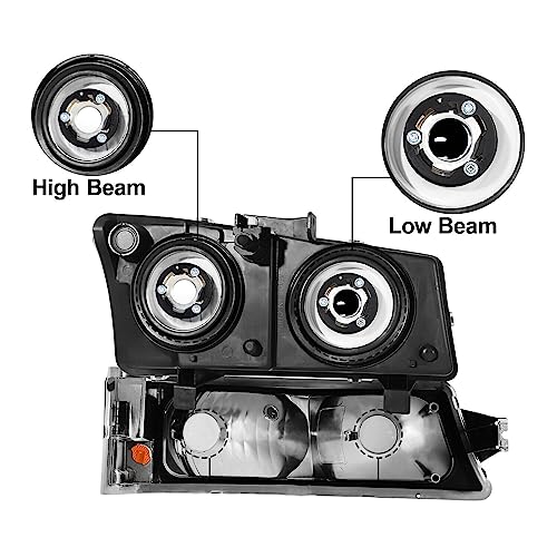 Chrome Housing Amber Corner Headlights And Red Rear Tail Lights Combo Compatible With 03-06 Chevy Silverado 1500 2500 3500 1500 Hd 2500 Hd / 07 Chevy Silverado Classic #TOP3