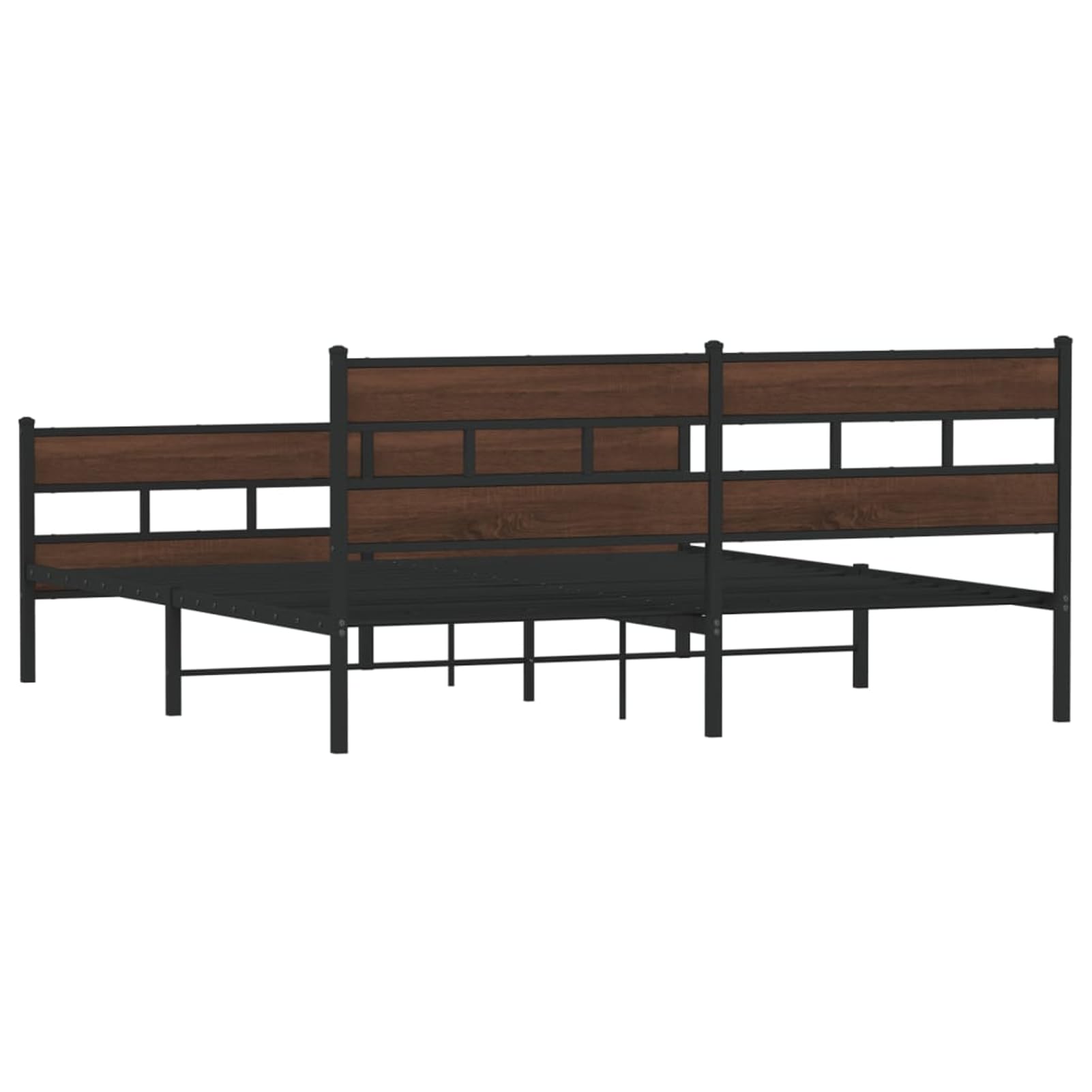 WGYHOME metalowa rama łóżka 180 x 200 cm, brązowa, imitacja dębu, ze stali ze środkowymi nóżkami i schowkiem pod łóżko, dla dorosłych