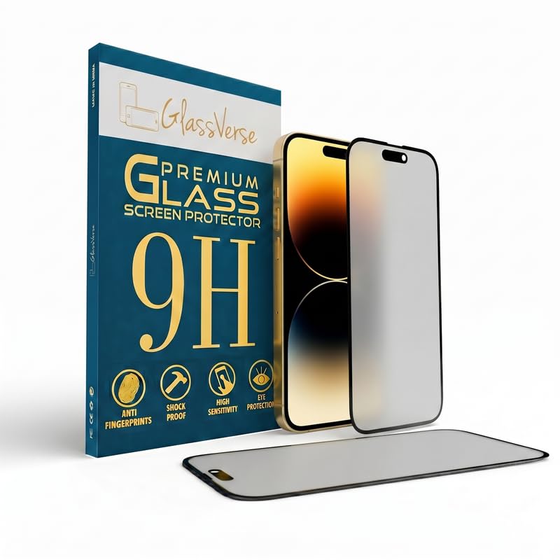 Image of GlassVerse 9H Tempered Glass For Apple Iphone 14 Pro Max (Pack Of 2) with Free Installation Kit. Full screen Coverage - 6.7 inch