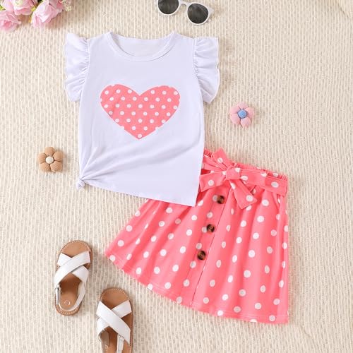 Image of Ayzozuy Kid Girl Clothes Shorts Set 2 Piece Outfits Summer Casual Short Sleeve Top and Shorts Set for Girls 4-7