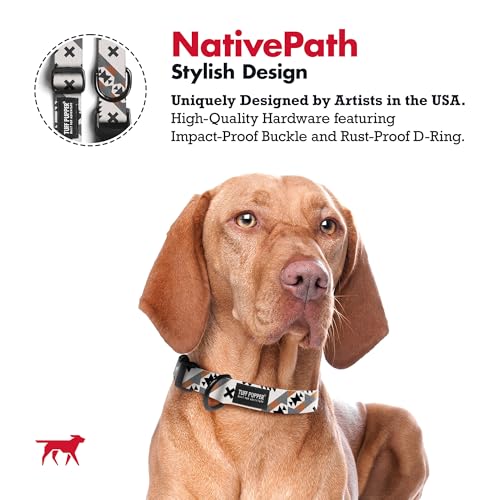 Image of Tuff Pupper Premium Adjustable Dog Collar for Medium Boy & Girl Dogs, Stylish Pattern Collars Designed in USA, Quick Release Buckle, NativePath Print, Medium (1 Inch Wide x 13-18 Inch Neck)