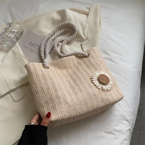 Bolso tejido para mujer, tote de playa miniatura 3