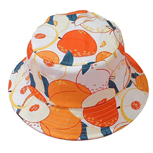 Bucket Hat,Fisherman Hat Children Fruits Print Basin Hat Bucket Hat with Windproof Rope for Kids 2-6 Daily Wear