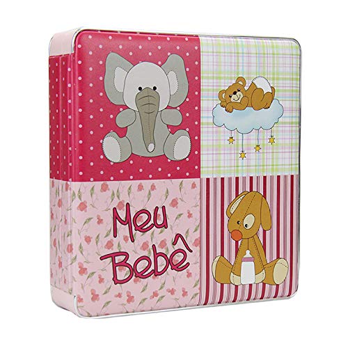 Álbum Fotográfico 20x25 Animals Meu Bebê Rosa c/Diário do Bebê p/ 100 Fotos