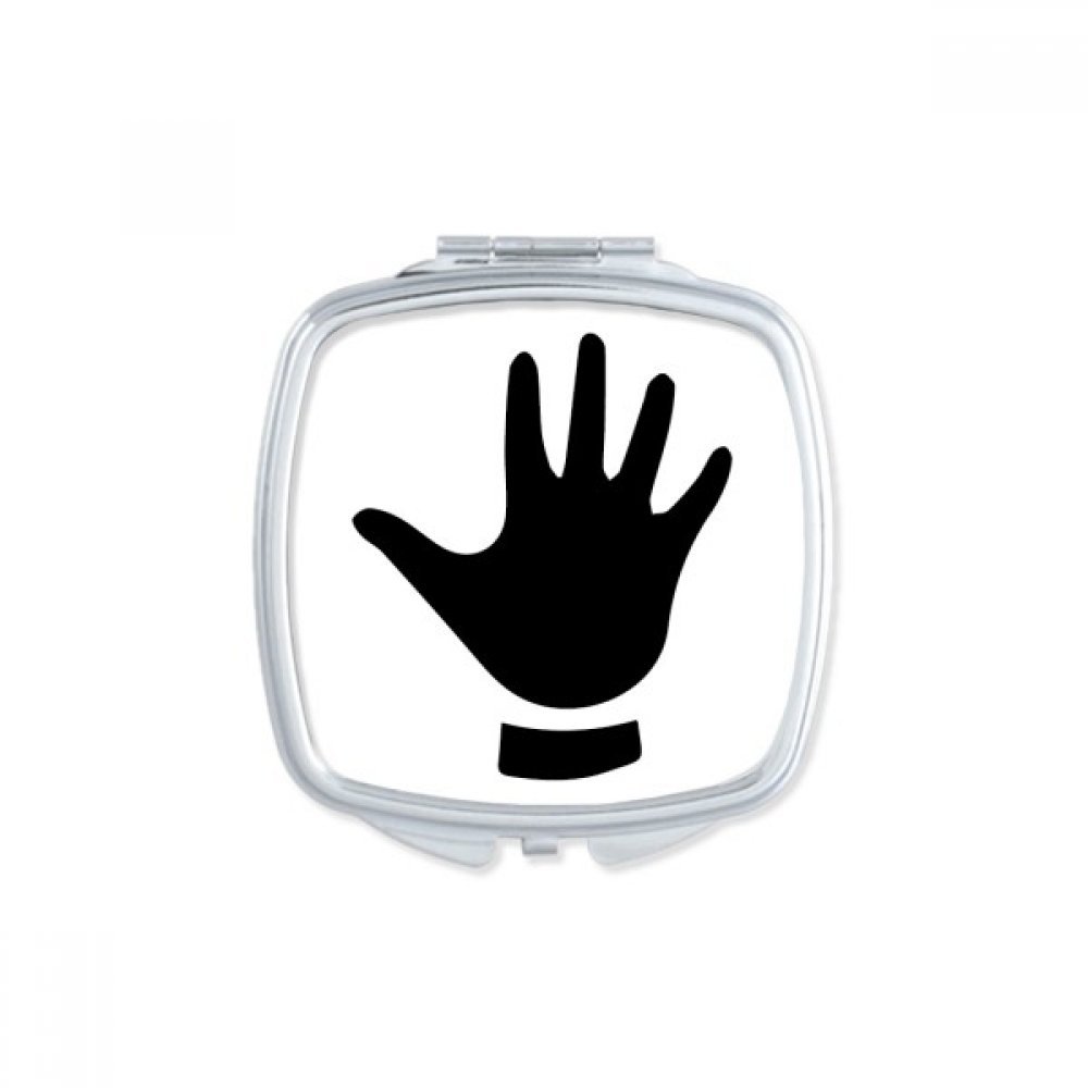 Miroir carré maquillage compact portable multicolore avec motif silhouette poing pour sac