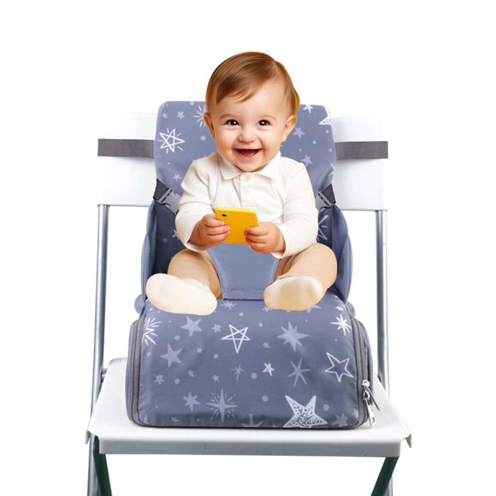 HEYOUTH Alzador Silla para Niños Comer,Trona Portatil,Trona de Viaje,Asiento Elevador para Bebé 3 en 1: Asiento, mochila y bandolera,Bolsillos Prácticos, para las Comidas de los Niños Pequeños
