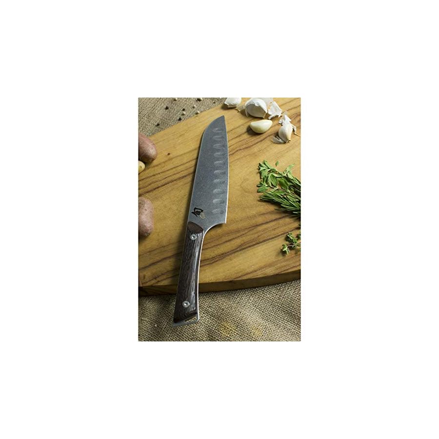 Shun-Kanso-Santoku-7-Inch-Hollow-Ground-Premium-Stainless-Steel-Blade-and-Wood-Handle-Traditional-Asian-Design-Handcrafted-in-Japan-Multi-Purpose-Kitchen-Knife Shun Kanso Santoku 7 Inch Hollow Ground Premium Stainless Steel Blade and Wood Handle Traditional Asian Design Handcrafted in Japan, Multi-Purpose Kitchen Knife