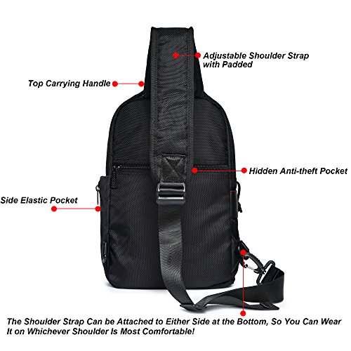 NICGID Sling Bags, Chest Shoulder Backpacks Crossbody Purse Outdoor Chest Bag Travel Backpack for Men Women (Black-385)