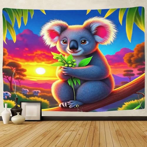 Tenture 3D koala au coucher de soleil pour chambre enfant