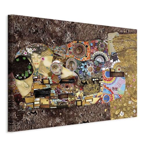 murando Cuadro en Lienzo Gustav Klimt 1 parte Impresión en Material Tejido no Tejido Impresión Artística Imagen Gráfica Decoracion de Pared Abstracto Textura Beso