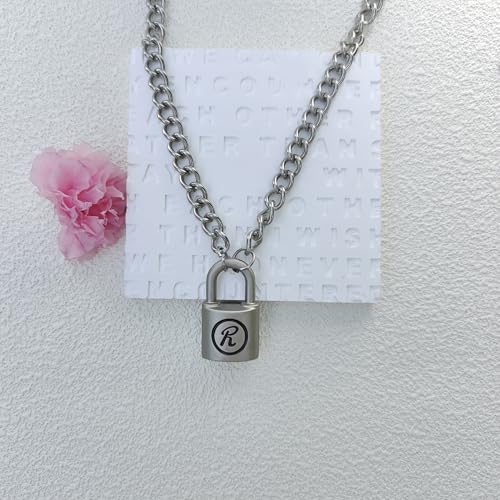 Anime Nana Sid Vicious 'R' Lock & Chain Necklace Nanjing Pendant Cosplay Jewelry Gift for Lovers Couple4