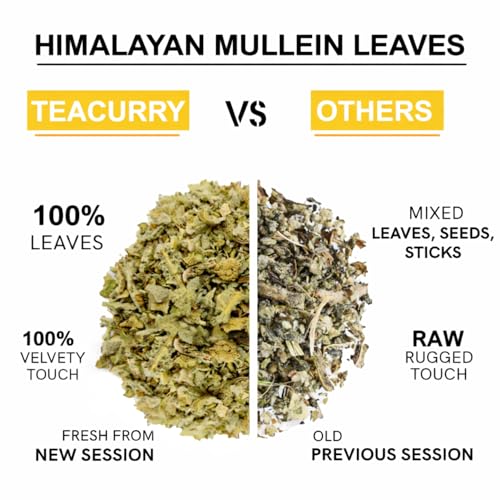 Image of Teacurry Himalayan Mullein Leaf Tea (30 TeaBags) - Organic Herbal Detox Mullein Leaves - Supports Lung Cleanse, Immunity & Relaxation - Caffeine-Free Herbal Tea Bags